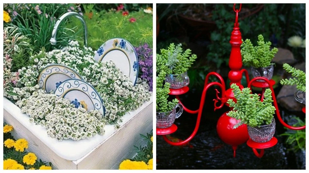 5 decorazioni da giardino fai-da-te con materiali di riciclo che hanno incuriosito i vicini